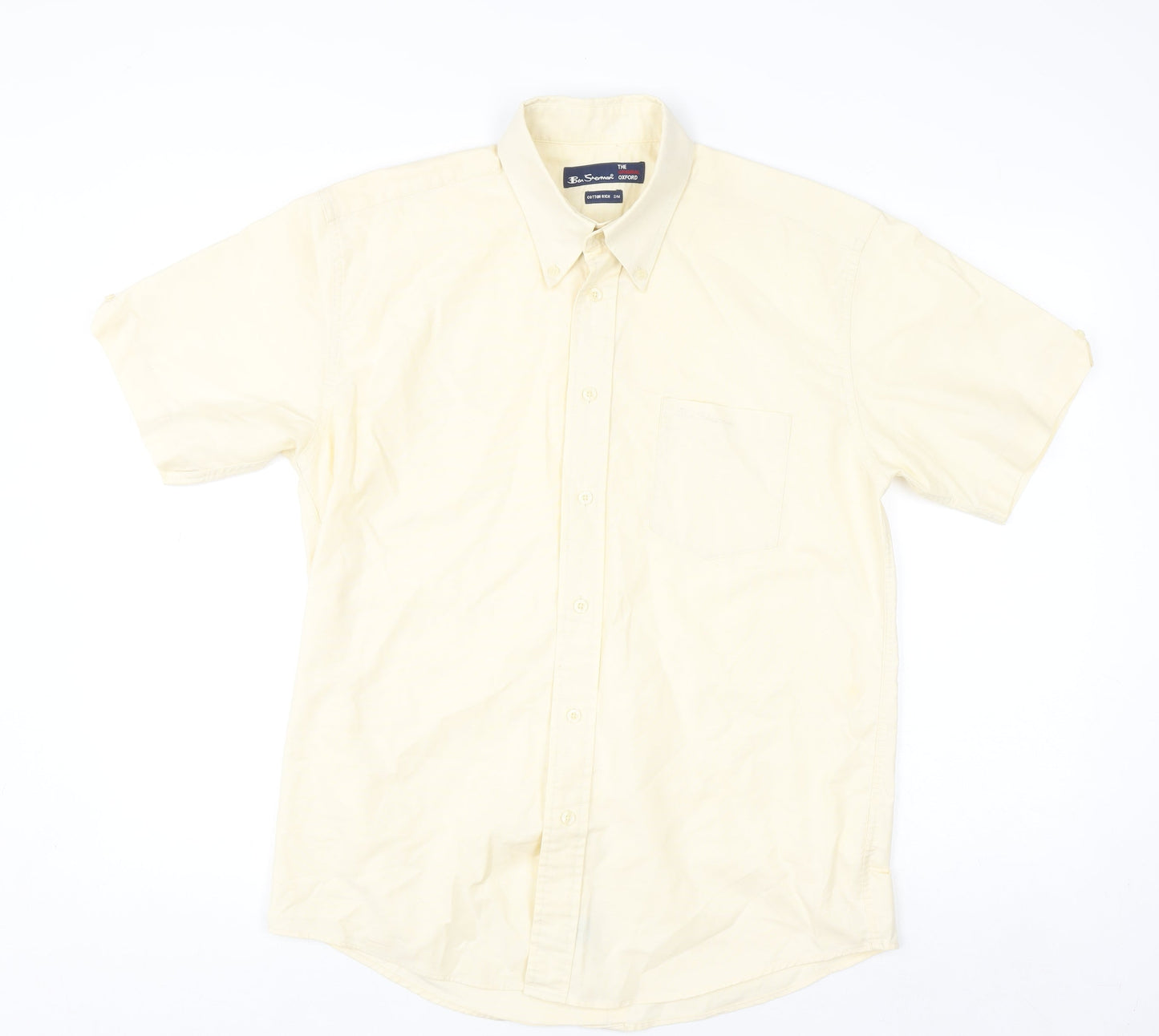 Ben Sherman Men’s Beige Oxford Short Sleeve Polo Shirt M