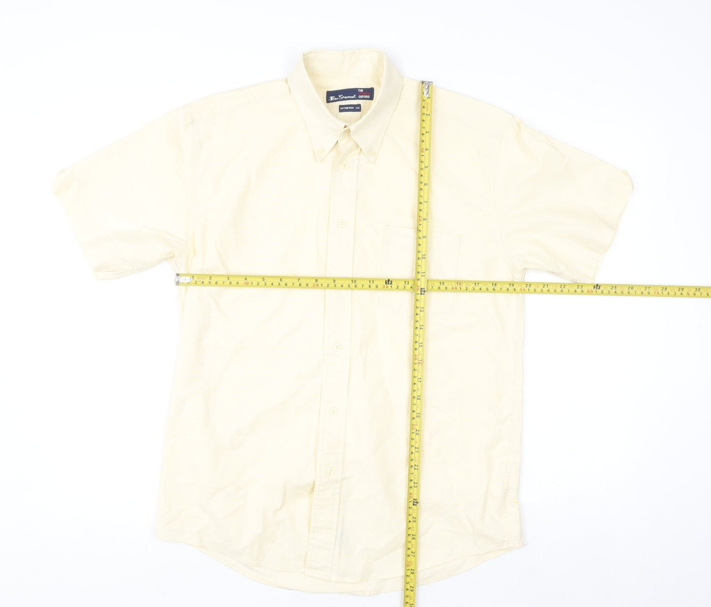 Ben Sherman Men’s Beige Oxford Short Sleeve Polo Shirt M