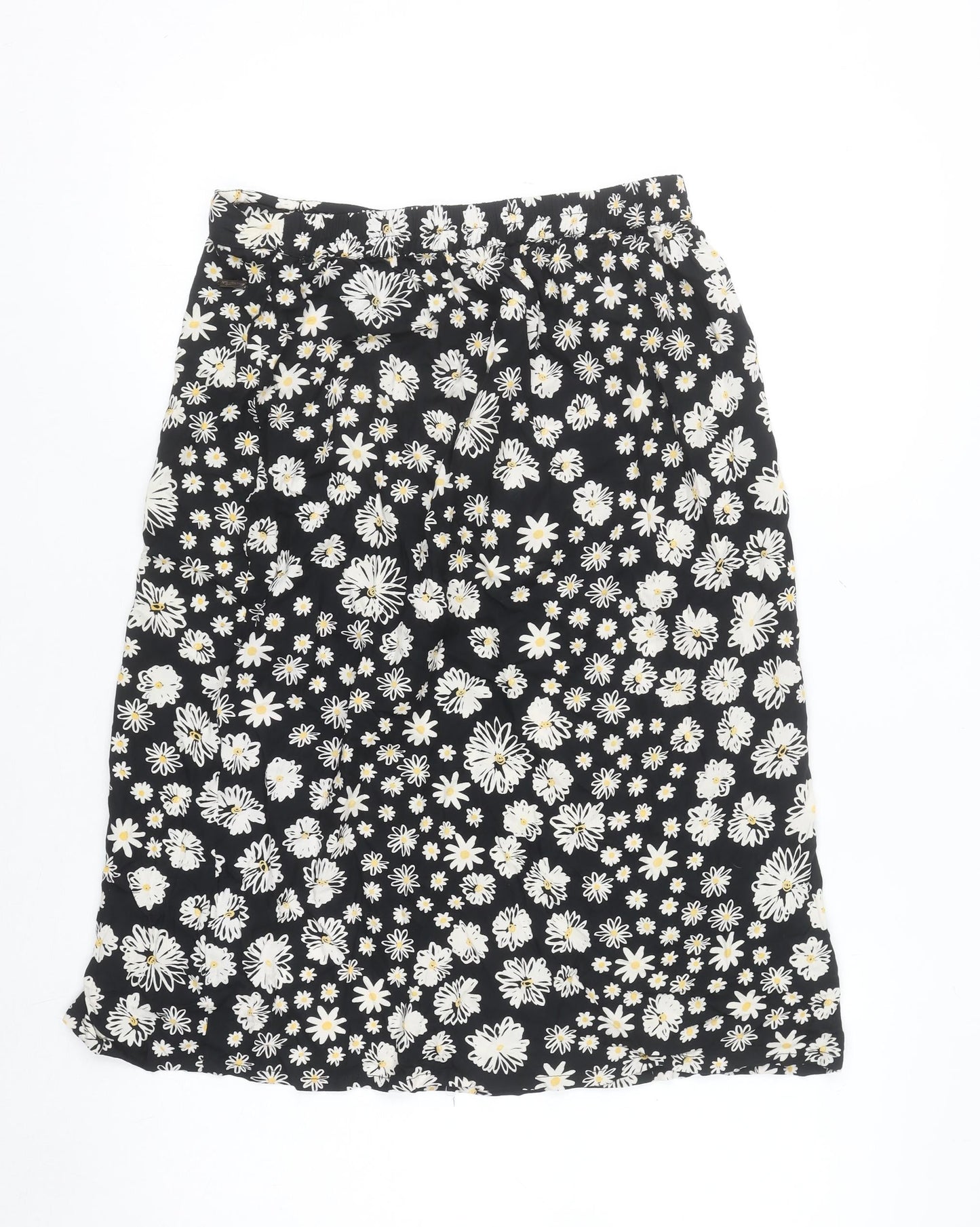 Koala Bay Women's Black Floral A-Line Midi Skirt Size S Viscose