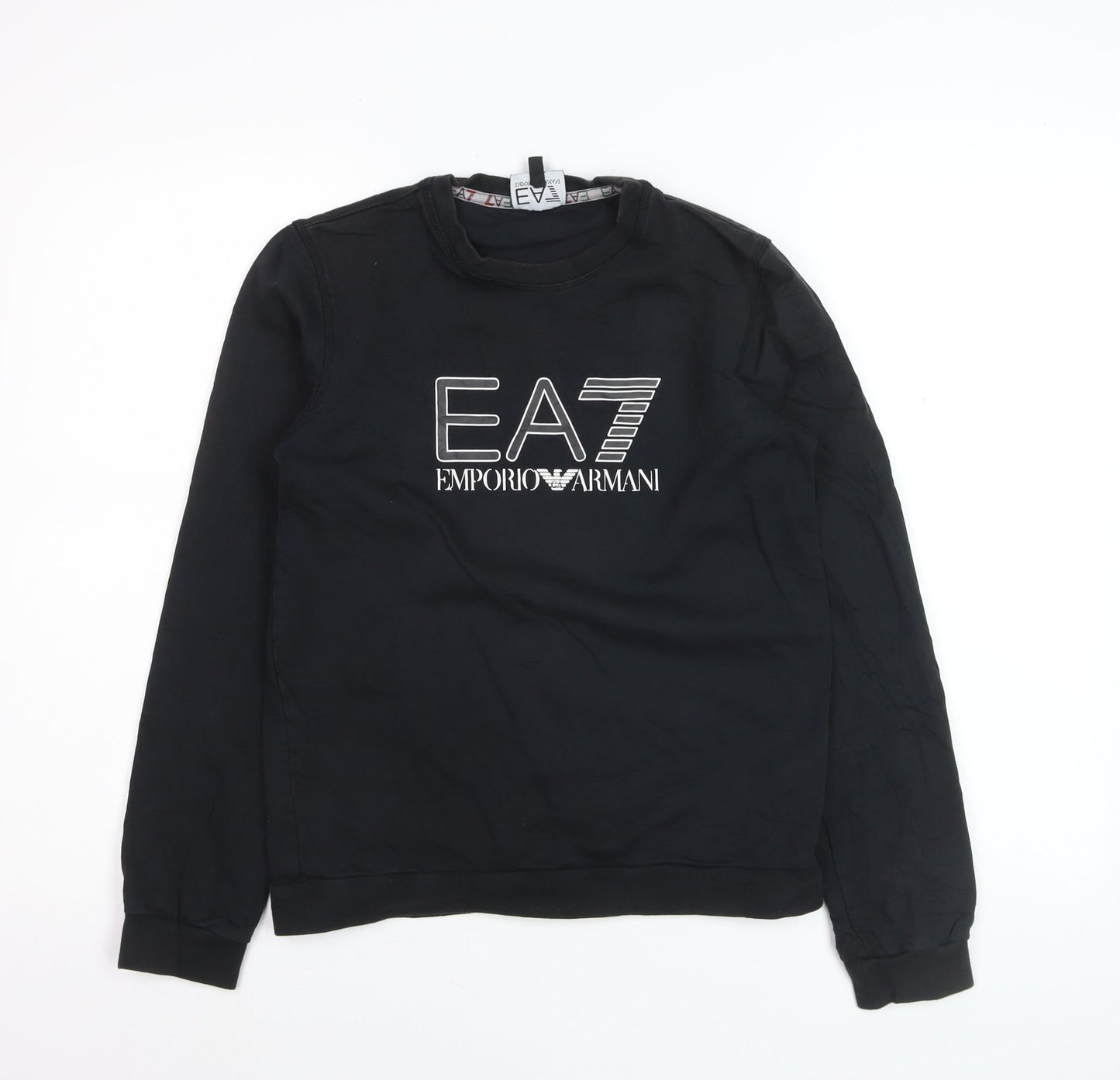 Emporio Armani EA7 Black Cotton Teens Sweatshirt Size 14A Regular Fit