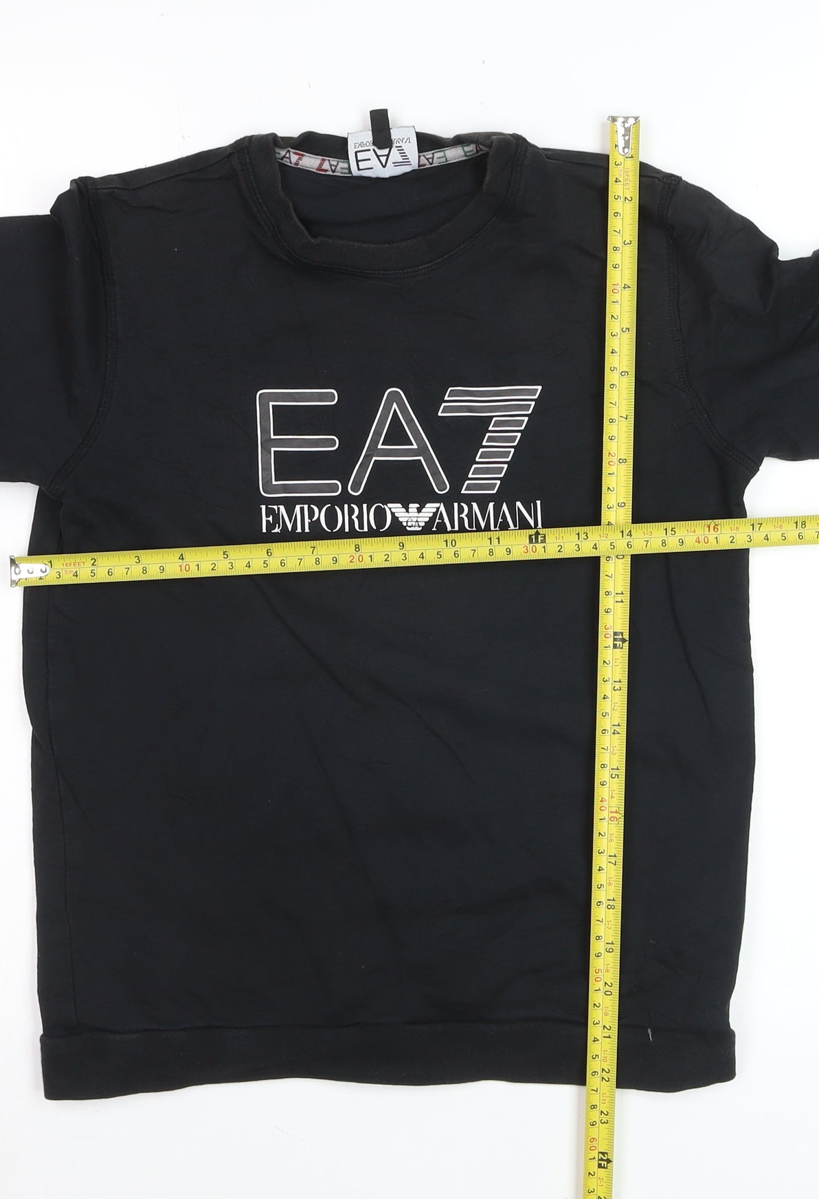 Emporio Armani EA7 Black Cotton Teens Sweatshirt Size 14A Regular Fit