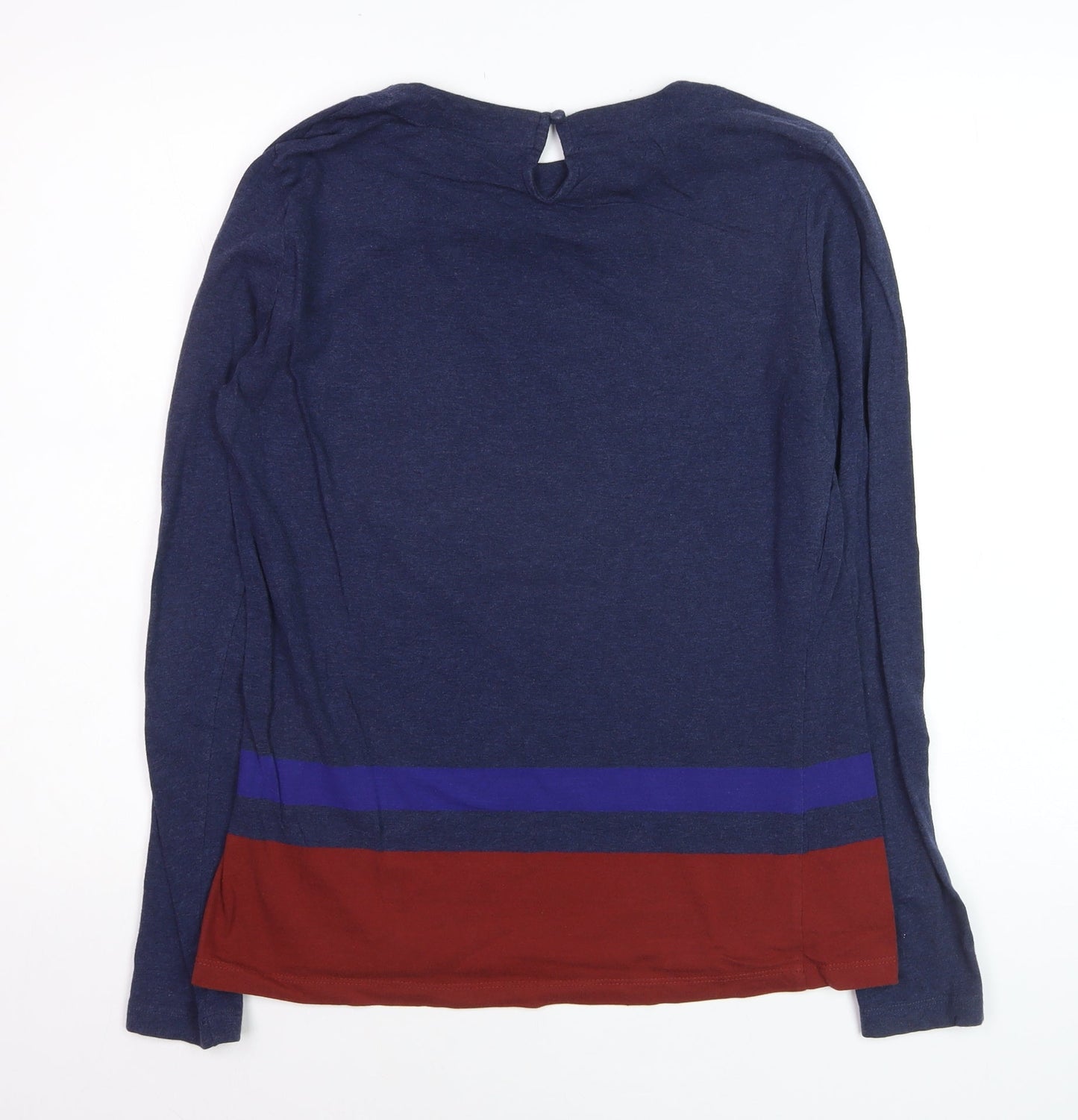 French Connection Men's Blue Colourblock Long Sleeve Cotton Top L