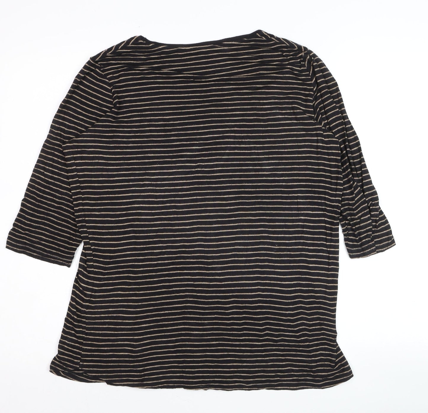 Marks and Spencer Womens Black Striped Jersey V-Neck Top Size 12