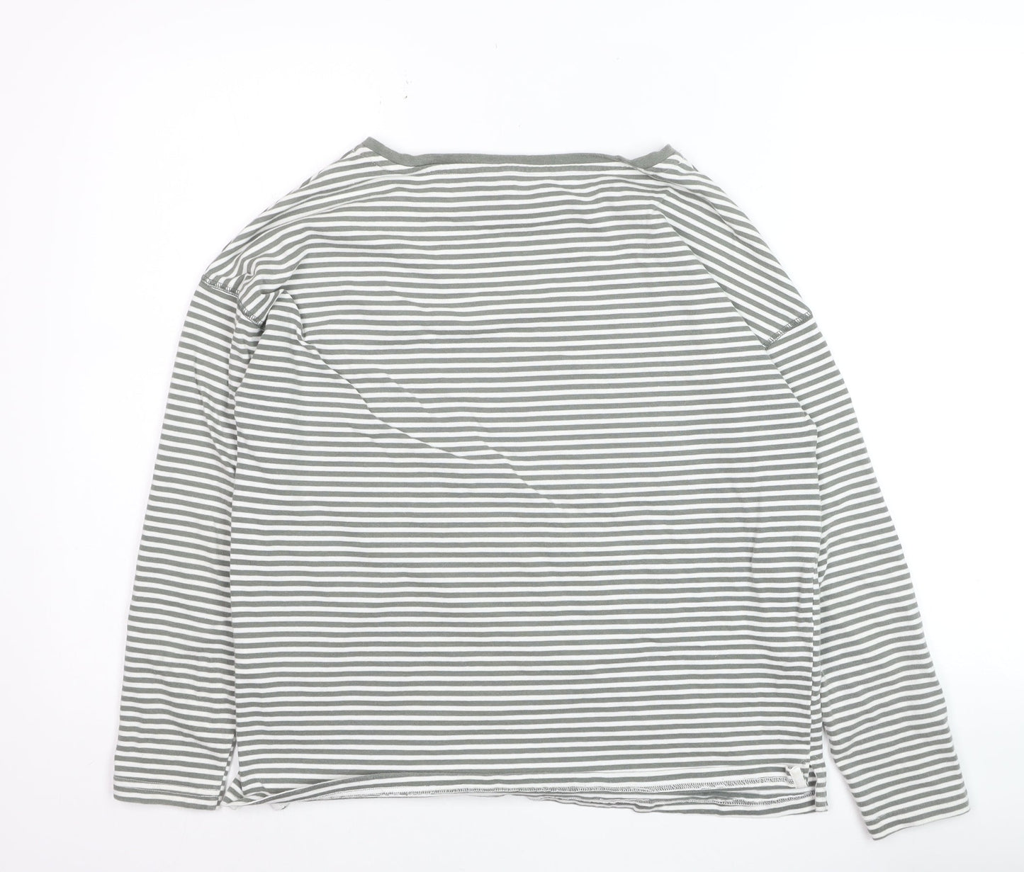 Joules Womens Grey Striped Bee Embroidered Cotton Long Sleeve T-Shirt UK 10