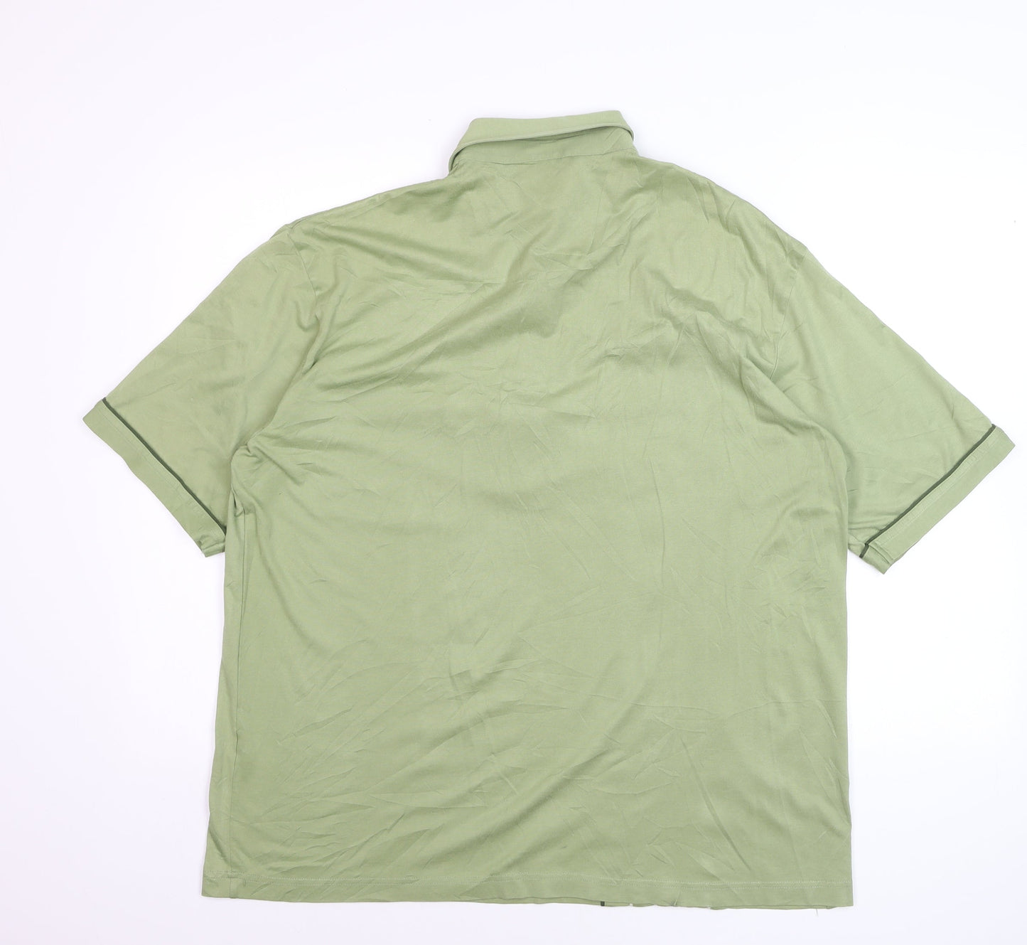 Gabicci Men's Green XL Retro Striped Cotton Polo Shirt