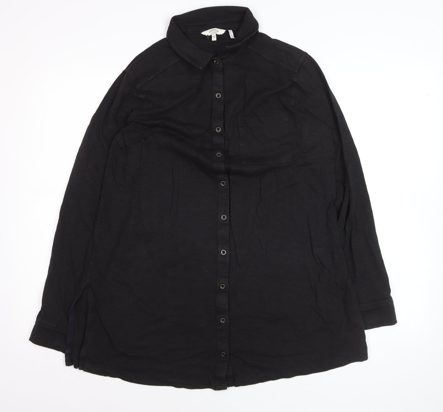 FatFace Women’s Black Long Sleeve Cotton Button-Up Shirt L