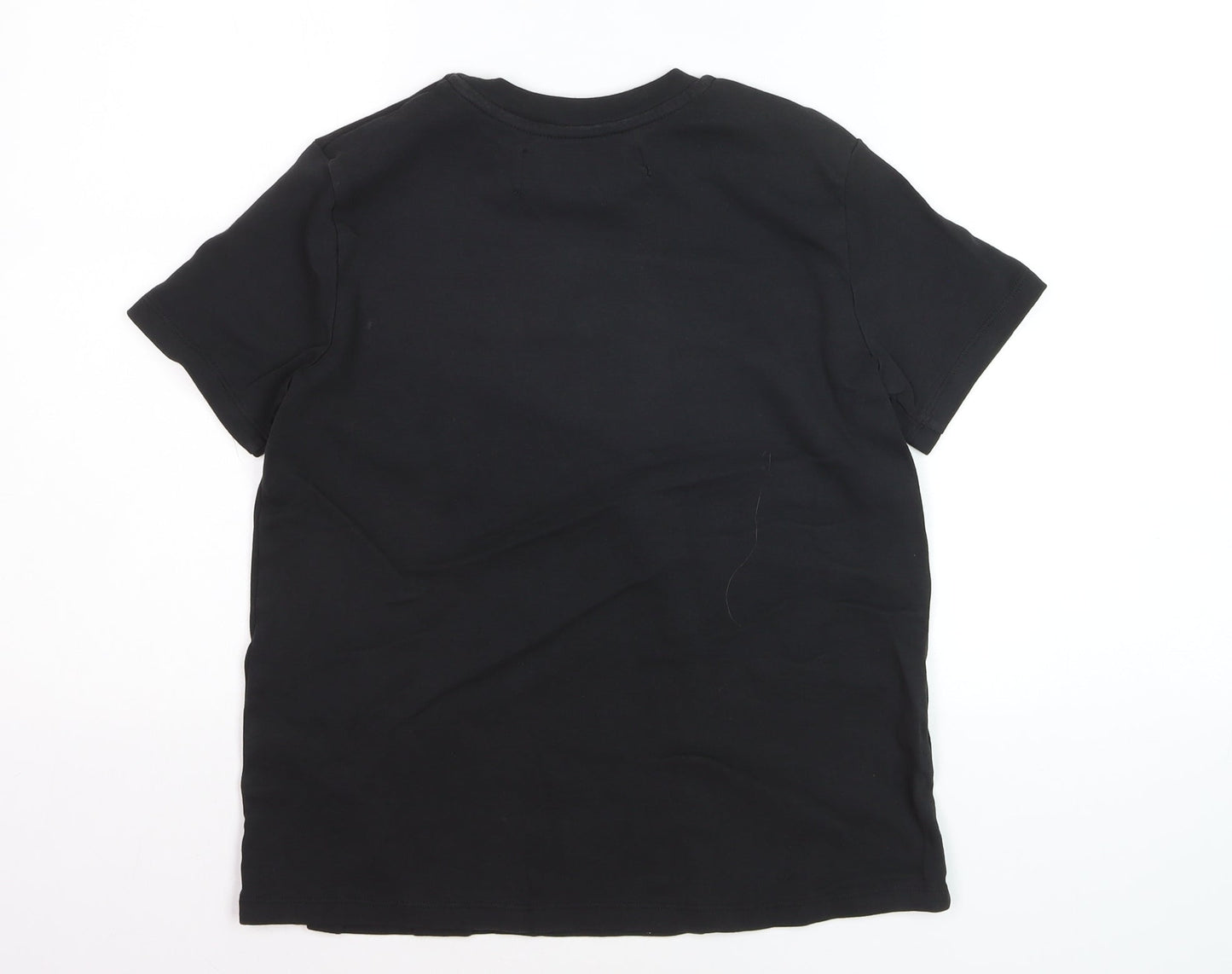 UTERQUE Girls Black Beaded Space Graphic Short Sleeve T-Shirt S