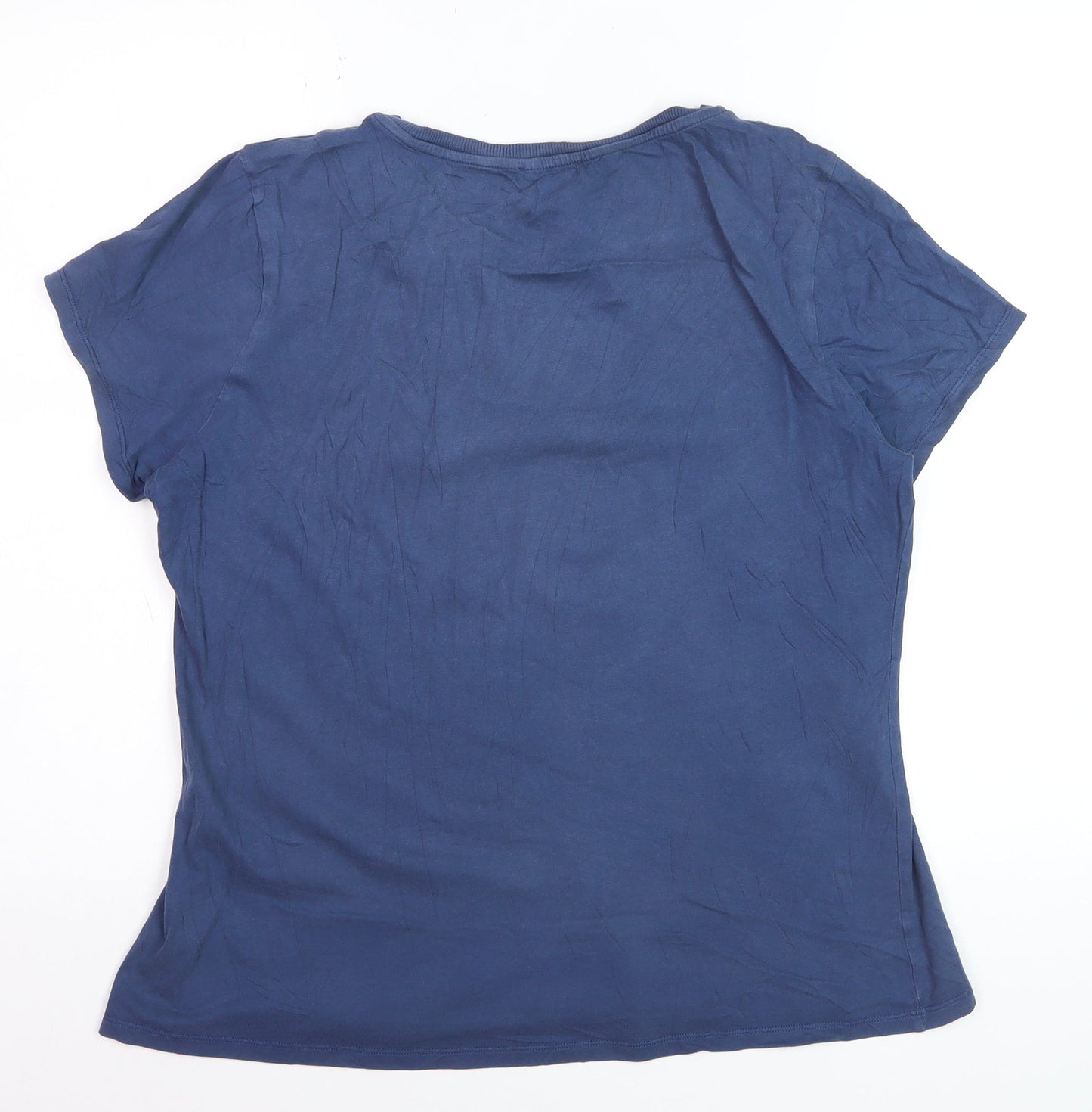 Hobbs Blue Cotton Short Sleeve Crew Neck T-Shirt L Adult