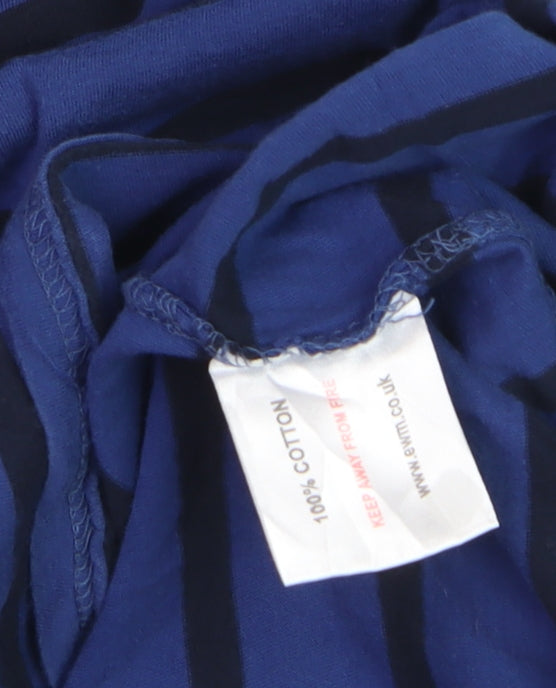 Isle Essentials Women's Blue Striped 3/4 Sleeve Cotton T-Shirt Size L