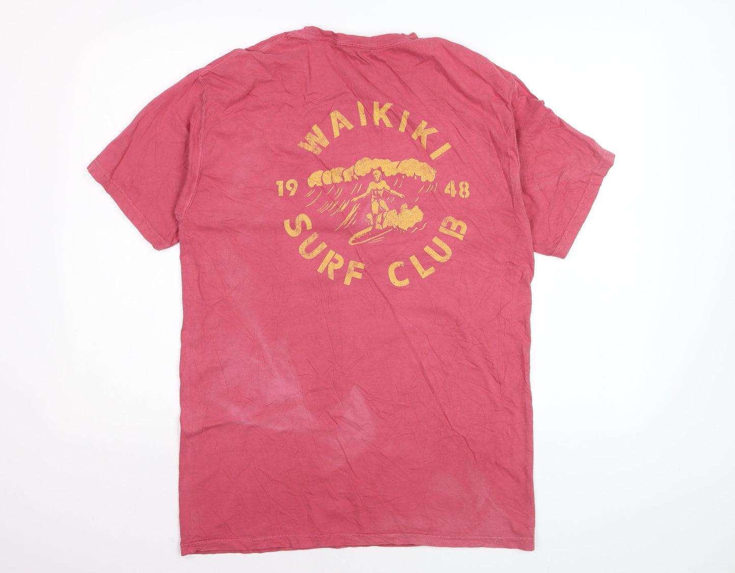 Malibu Shirts Men's Pink Waikiki Surf Club Cotton T-Shirt Medium