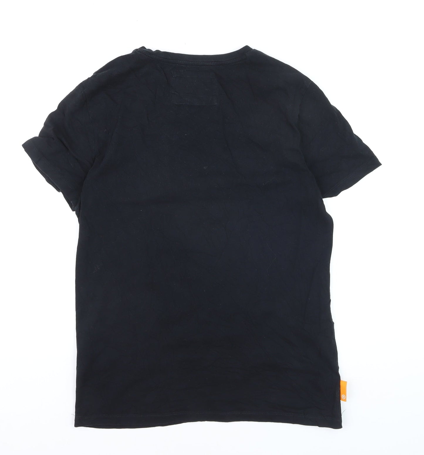 Superdry Men's Black V-Neck Orange Label Cotton T-Shirt Size M