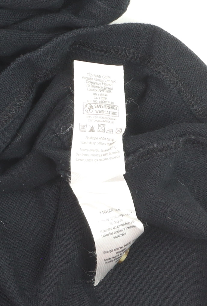 Topman Men’s Black Short Sleeve Cotton Polo Shirt Size M