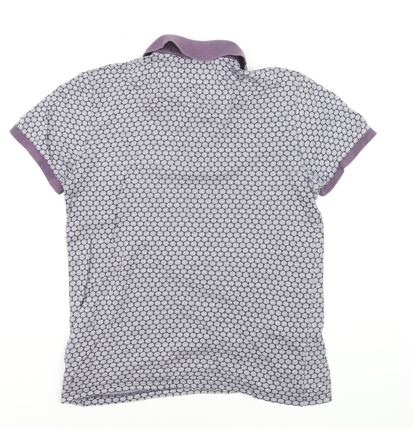 Ted Baker Men’s Purple Geometric Cotton Polo Shirt Size S