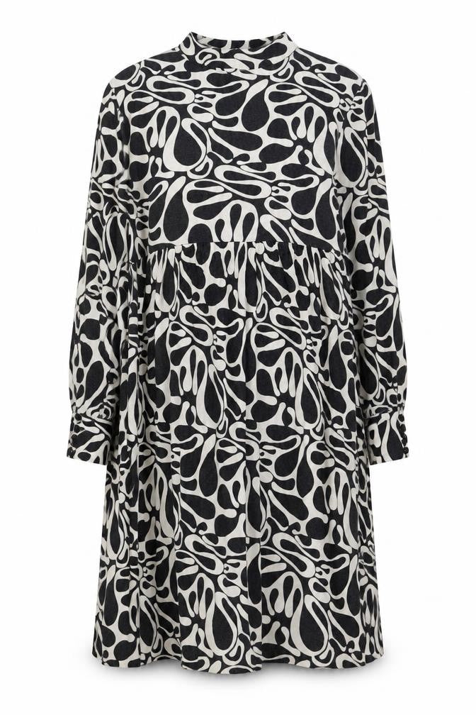 Oui Set Women’s Black & White Geometric Shift Dress Size 10