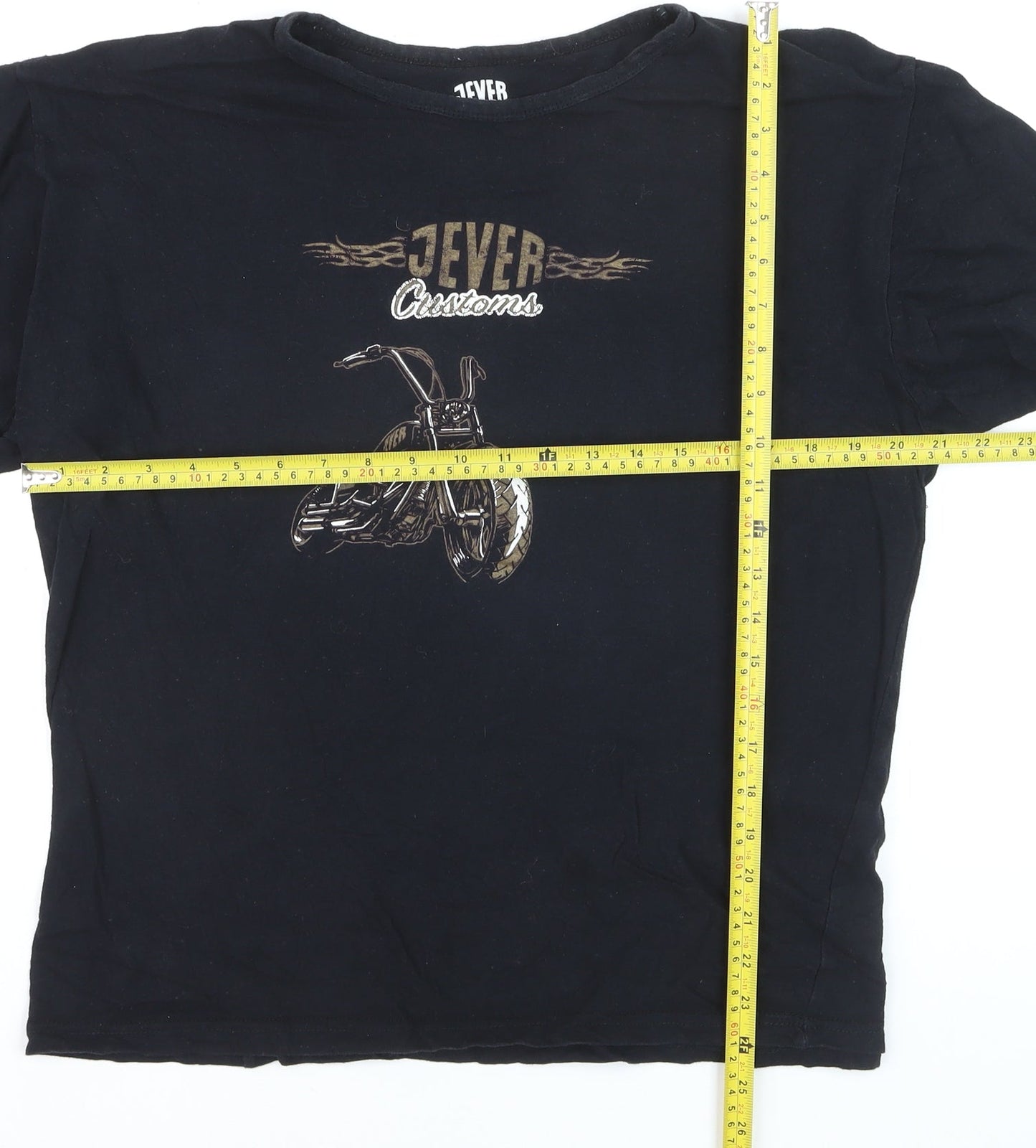 JEVER Mens Black XL Biker Motorcycle Graphic Print Cotton T-Shirt