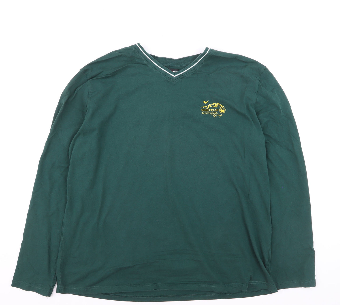 Atlas for Men Green Long Sleeve V-Neck Cotton T-Shirt 3XL Mens Casual Top
