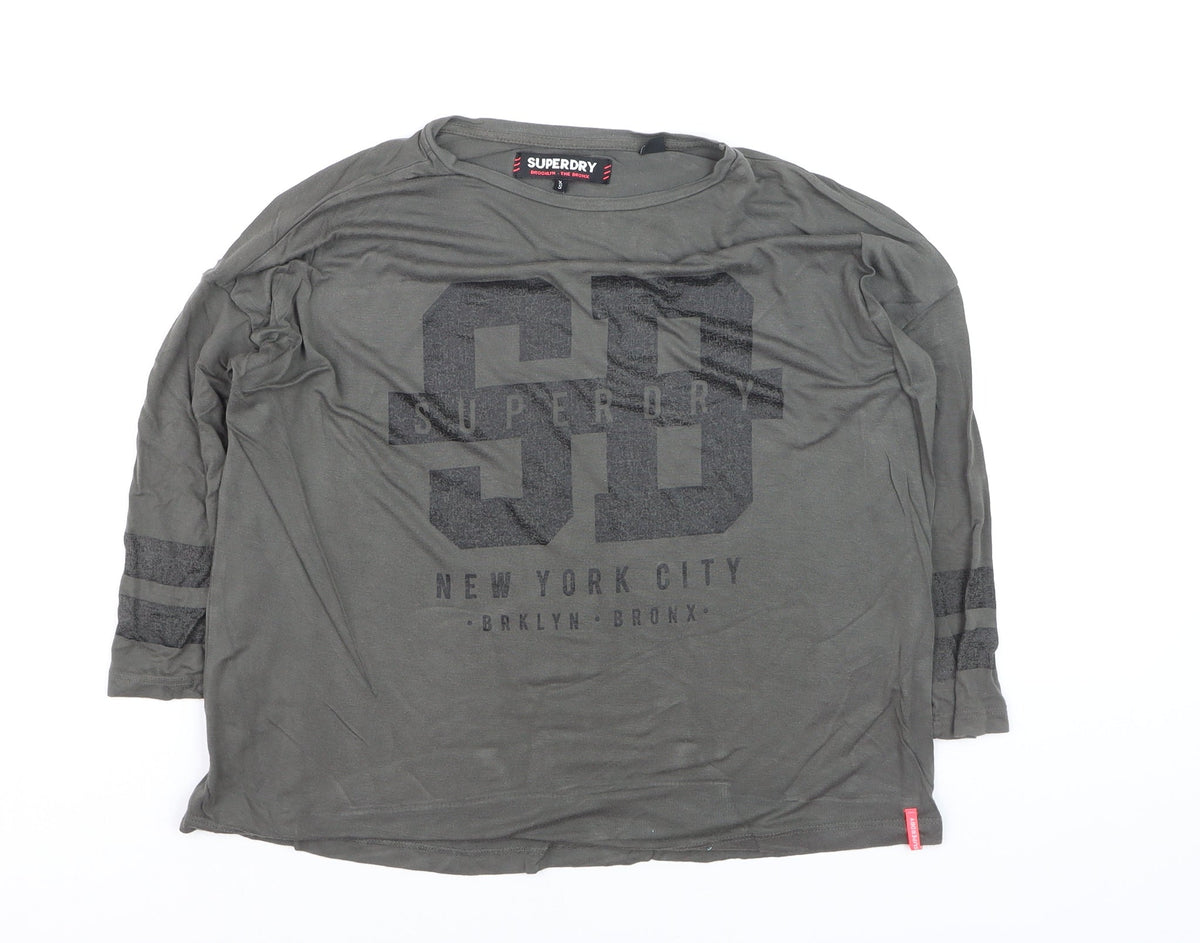 Superdry Boys Khaki Long Sleeve Graphic T-Shirt Size S