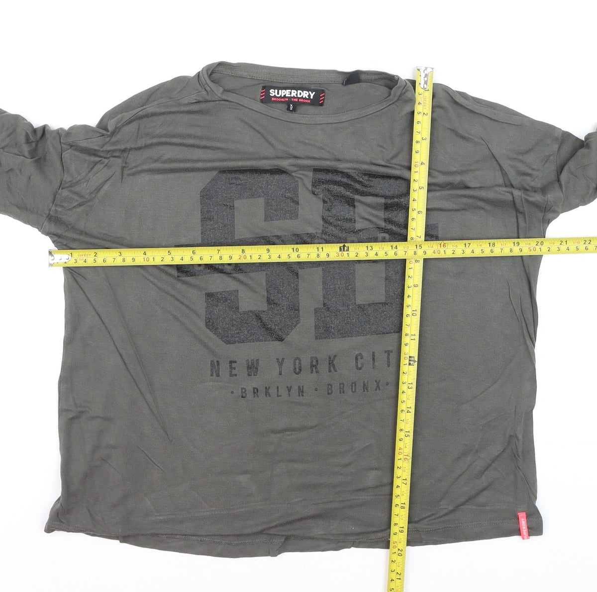 Superdry Boys Khaki Long Sleeve Graphic T-Shirt Size S