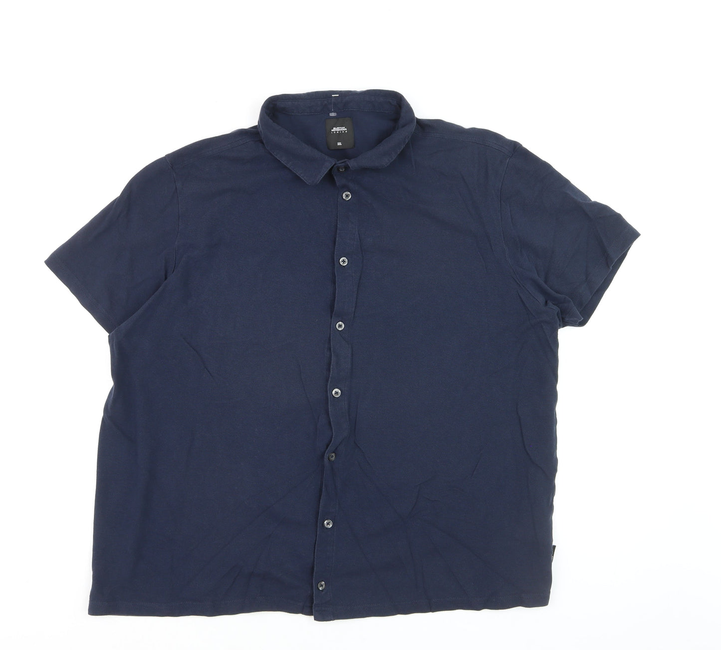 Burton Menswear London Men's Blue 2XL Short Sleeve Button-Up Shirt