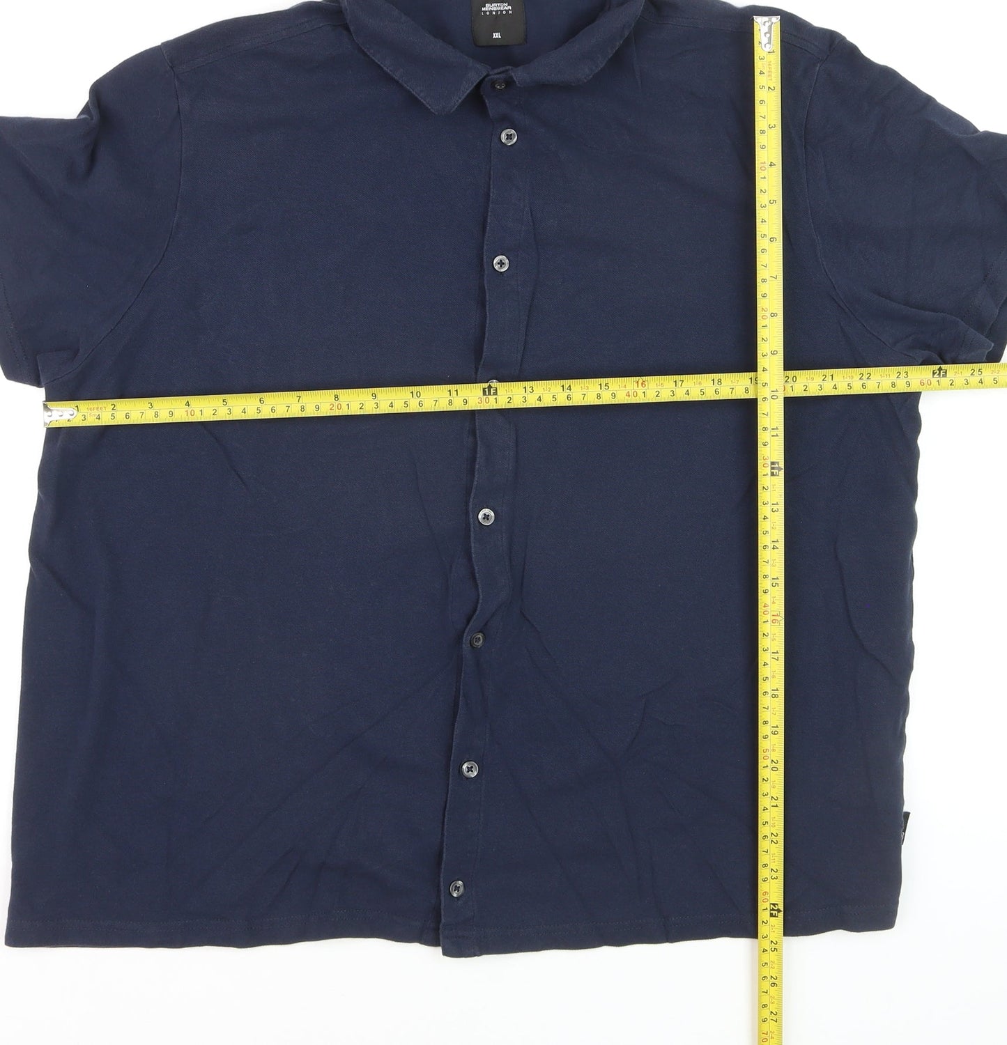 Burton Menswear London Men's Blue 2XL Short Sleeve Button-Up Shirt