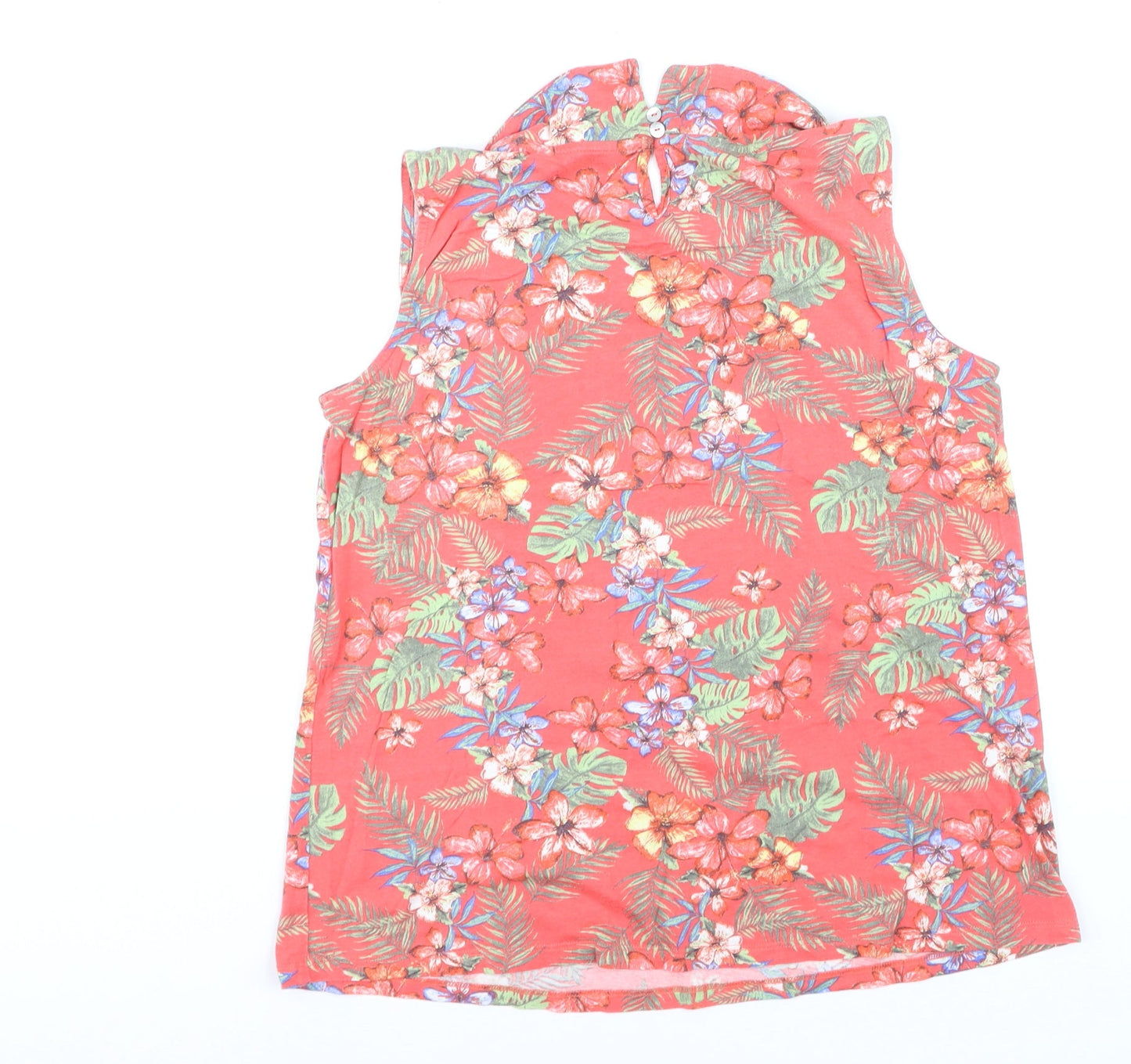 Laura Ashley Women's Red Floral Cotton Sleeveless Tunic Blouse Size 12