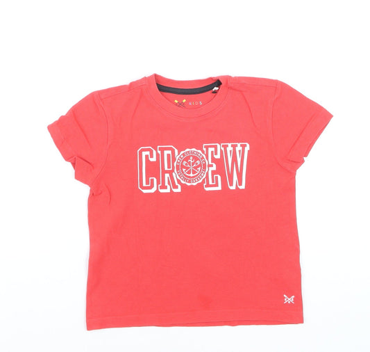 Crew Clothing Boys Red 5-6 Years Nautical Graphic Cotton T-Shirt