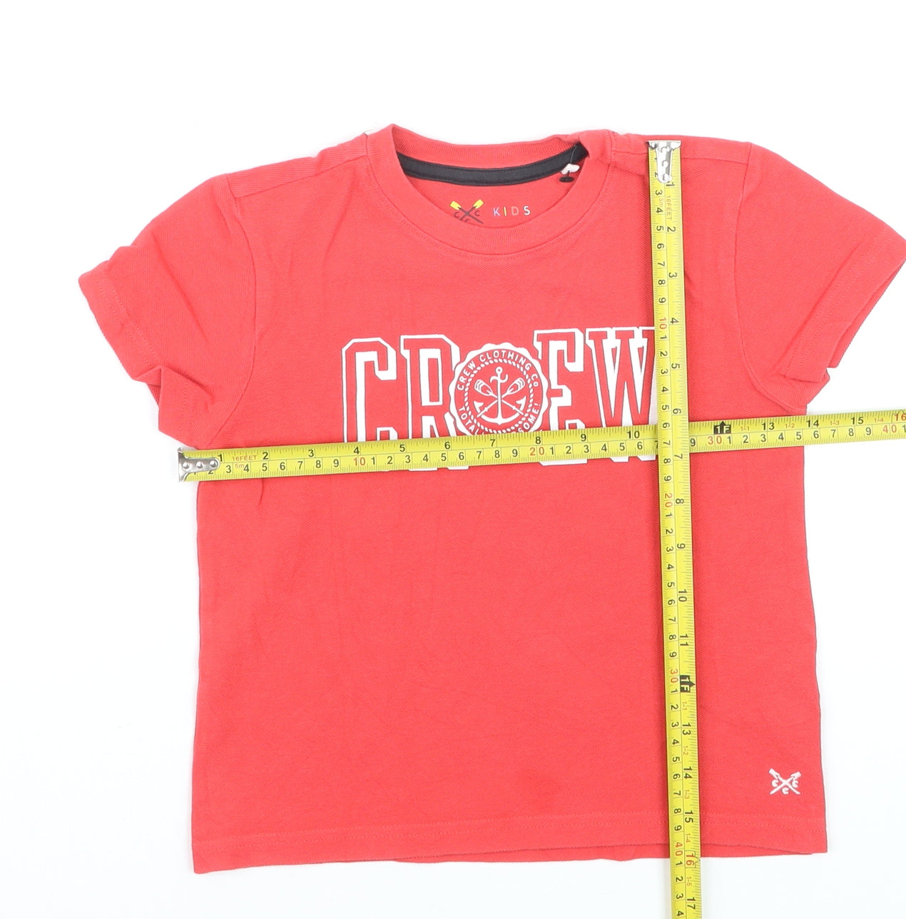 Crew Clothing Boys Red 5-6 Years Nautical Graphic Cotton T-Shirt