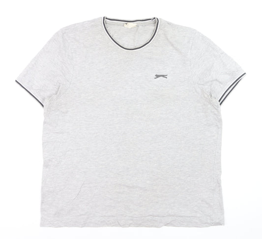 Slazenger Men's Grey XL Crew Neck Short Sleeve Cotton T-Shirt