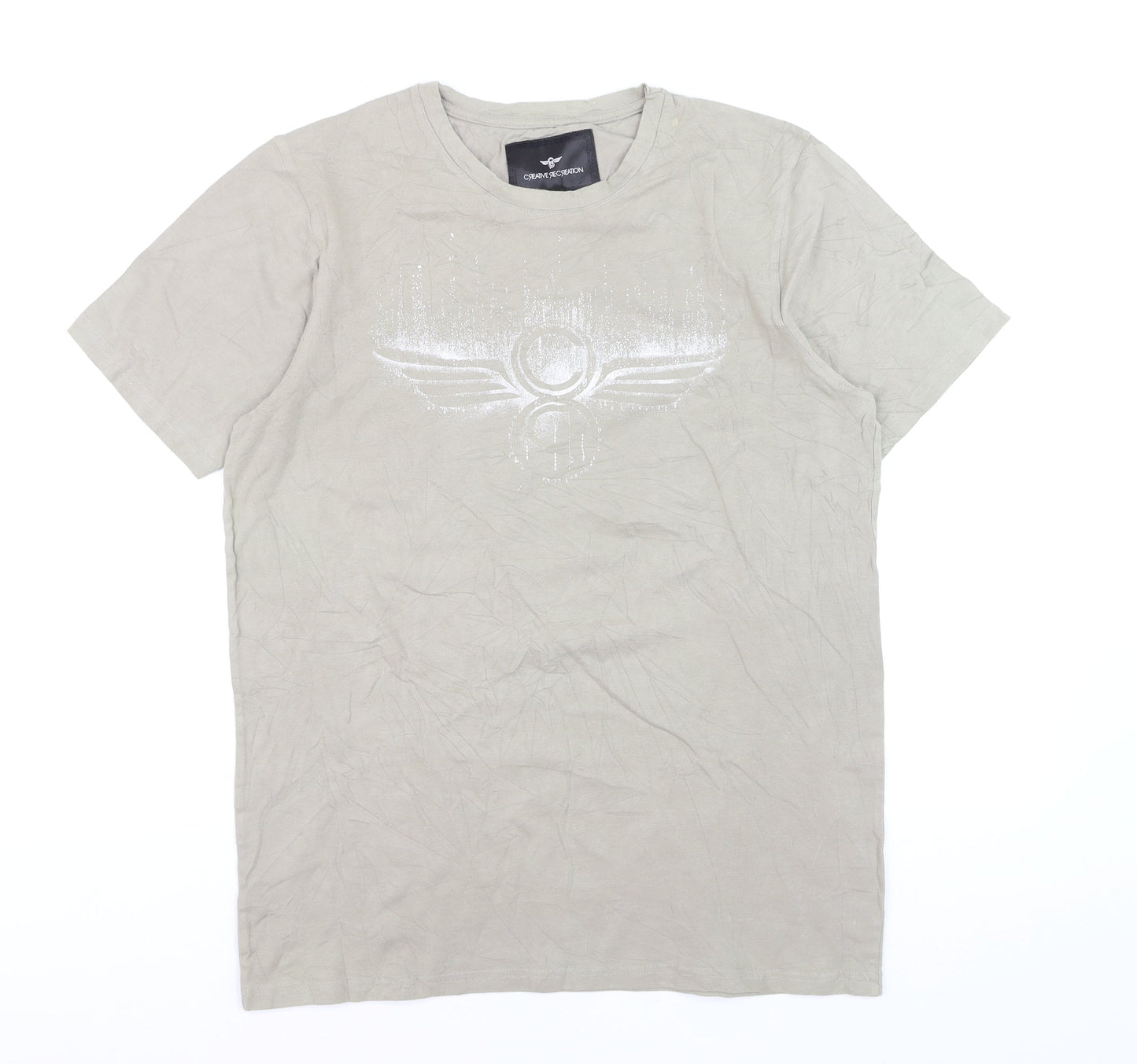 Creative Recreation Men's Beige Graphic Logo T-Shirt Size L