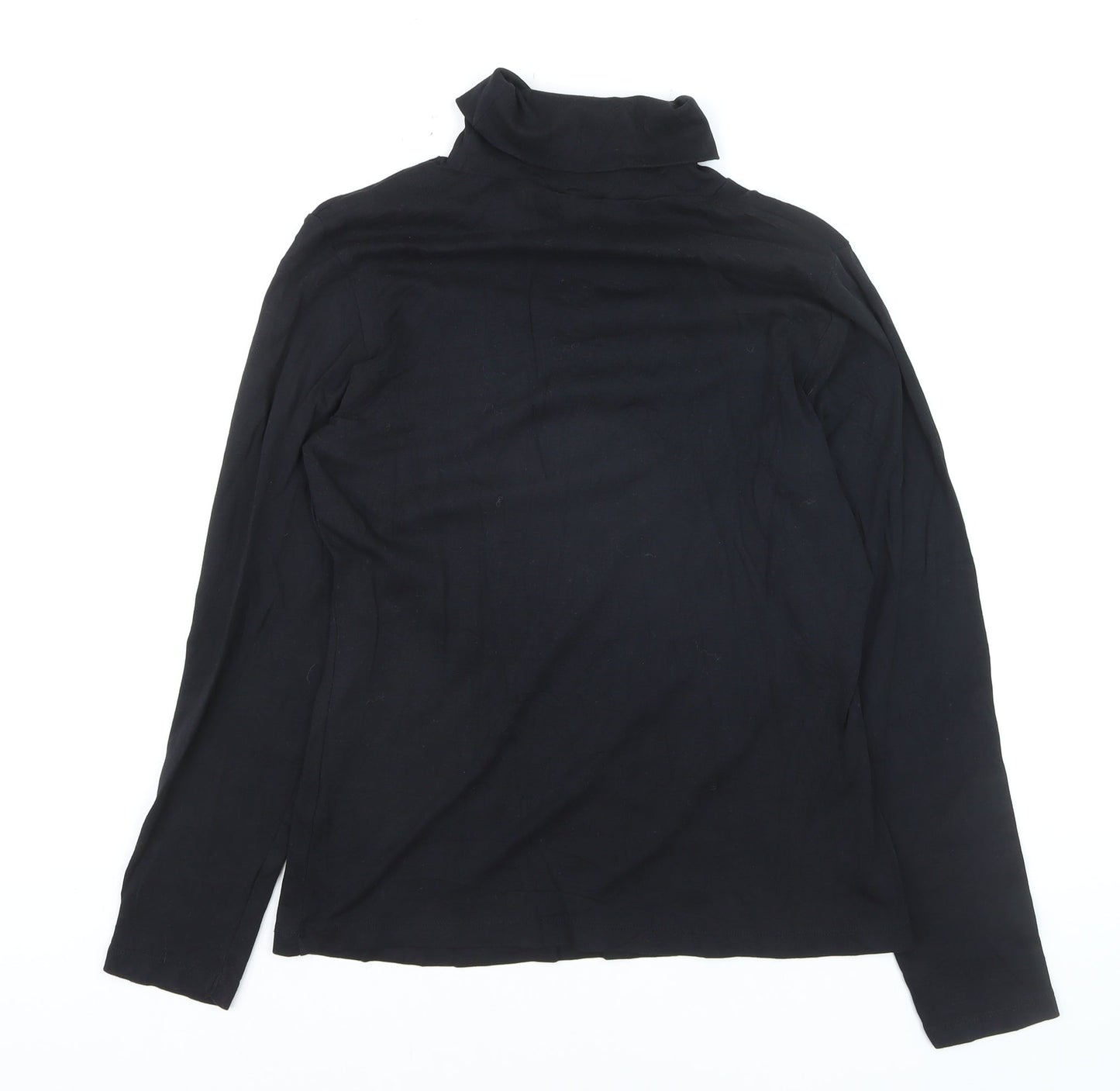 M&Co Women’s Black Cotton Roll Neck Long Sleeve Pullover Jumper Size 16