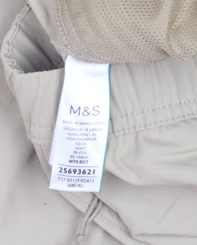 Marks and Spencer Goodmove Men's Beige XL Chino Trousers with Belt