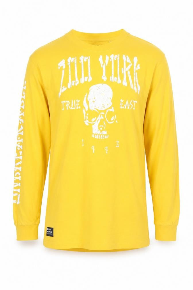 Zoo York Men's Yellow Graphic Skull Long Sleeve Cotton Top M