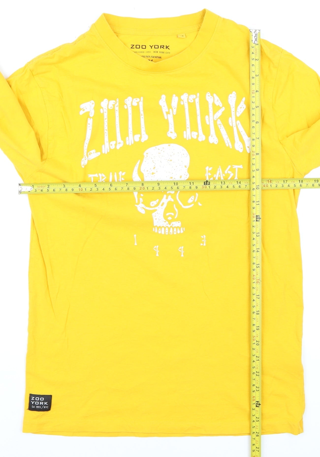 Zoo York Men's Yellow Graphic Skull Long Sleeve Cotton Top M