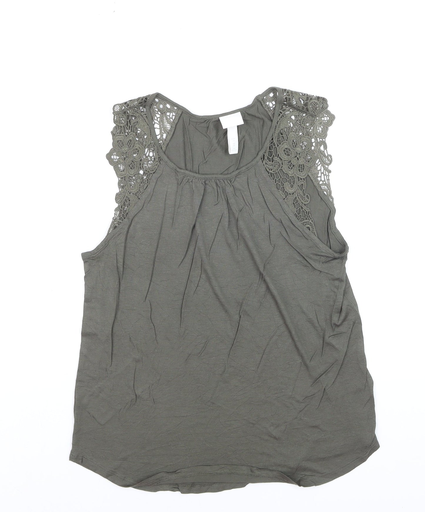 H&M Women's Green Crochet Trim Sleeveless Camisole Tank Top XS