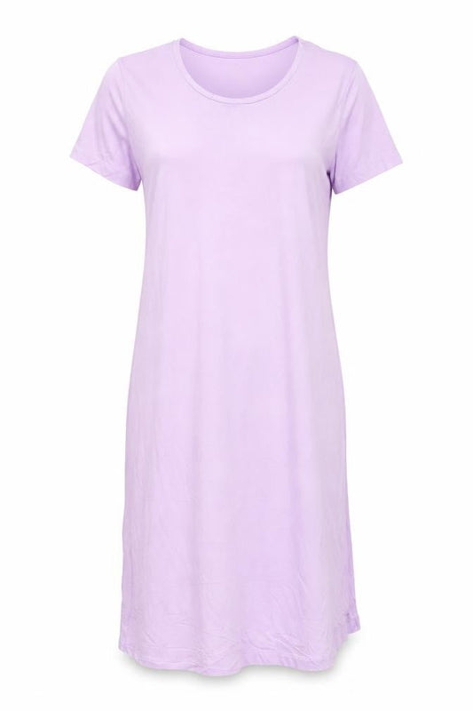 Lands' End Women's Petite Purple Cotton Midi T-Shirt Dress S