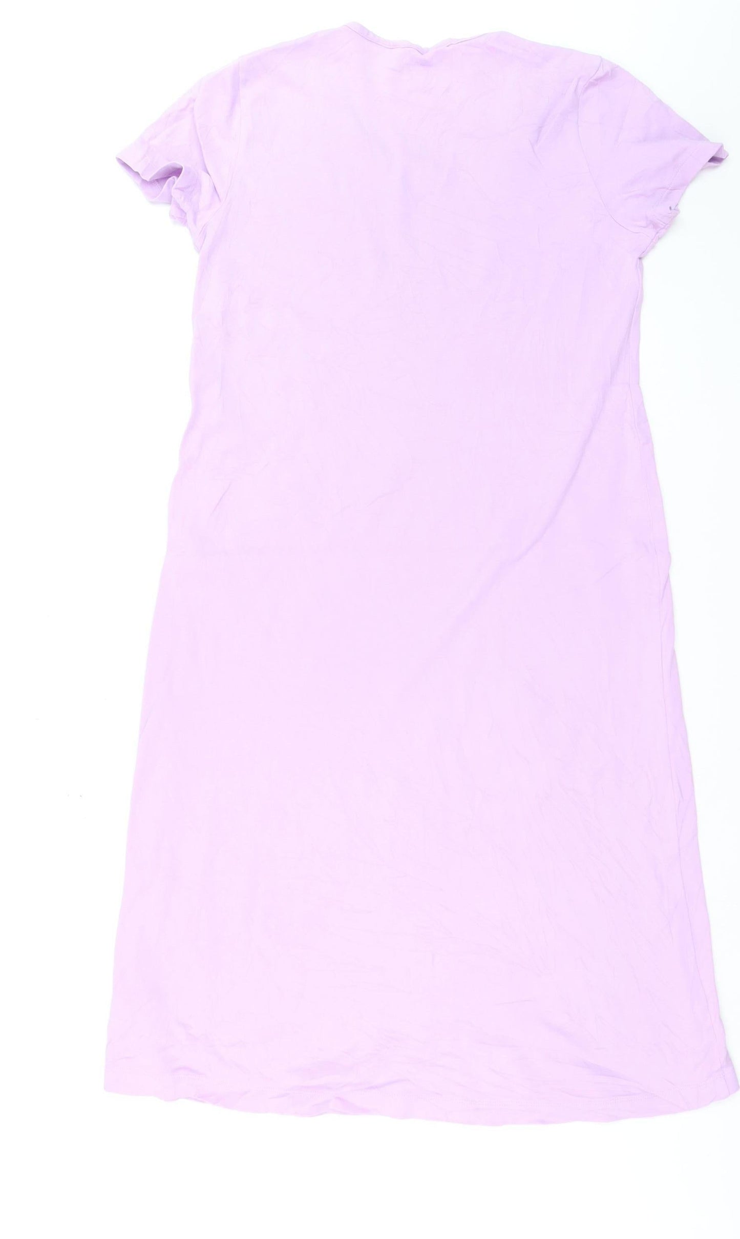 Lands' End Women's Petite Purple Cotton Midi T-Shirt Dress S