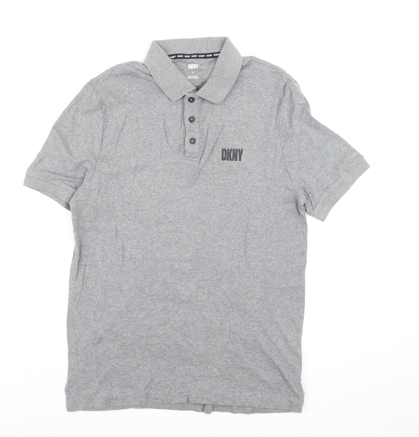 DKNY Boys Grey Polo Shirt Small Short Sleeve Cotton Casual Top