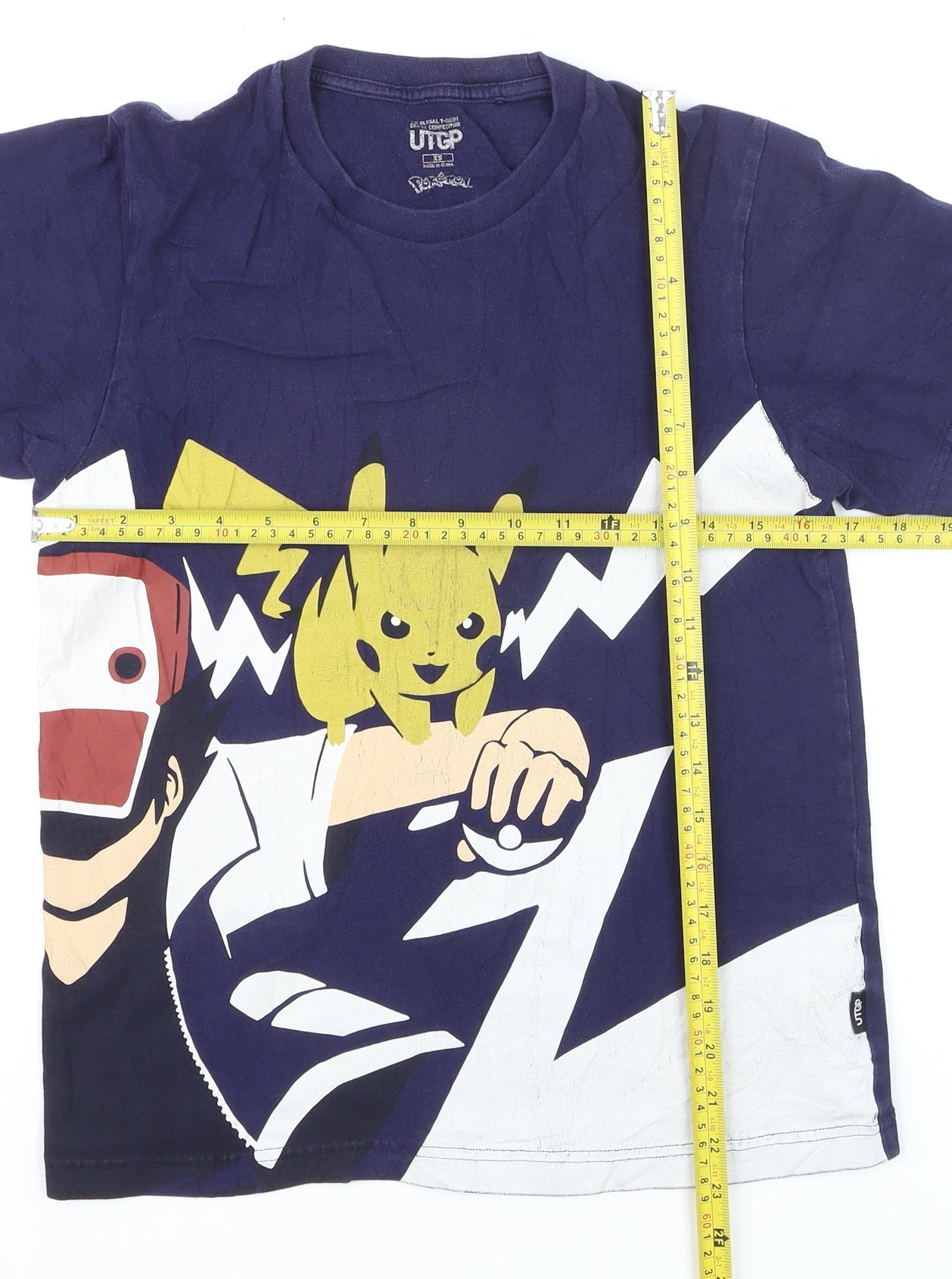 UTGP Pokémon Boys Navy Blue XS Graphic Print T-Shirt Pikachu Design