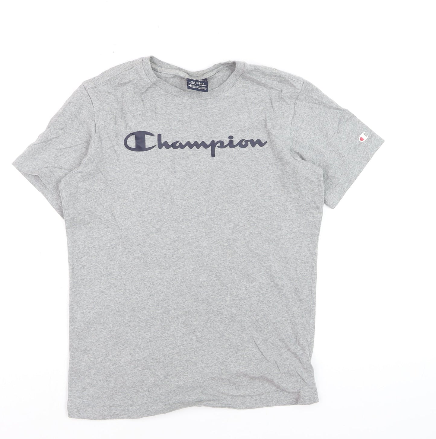 Champion Boys Grey XL 13-14 Years Short Sleeve Cotton Graphic T-Shirt