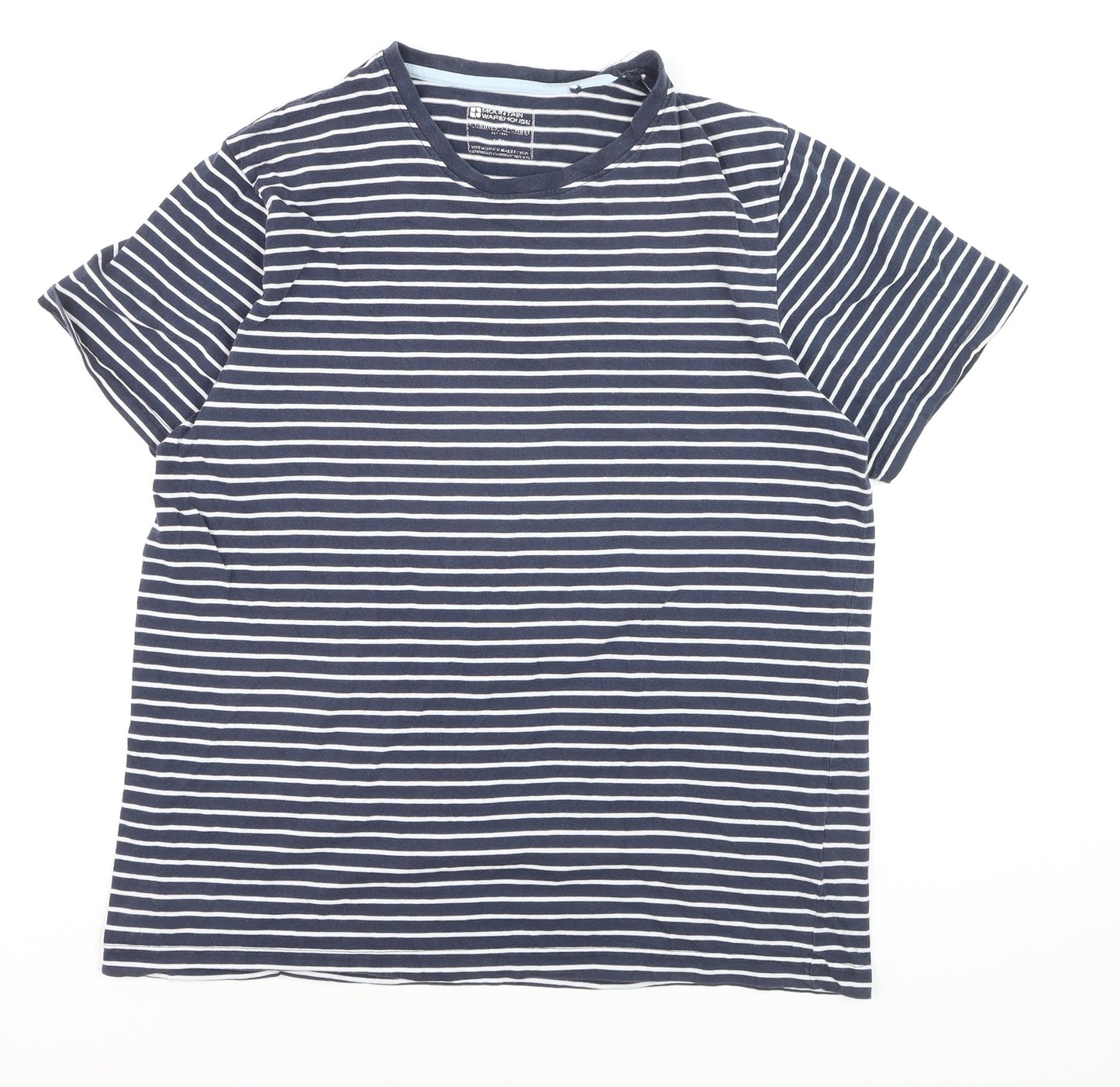Mountain Warehouse Men's Blue Striped Cotton Crew Neck T-Shirt L