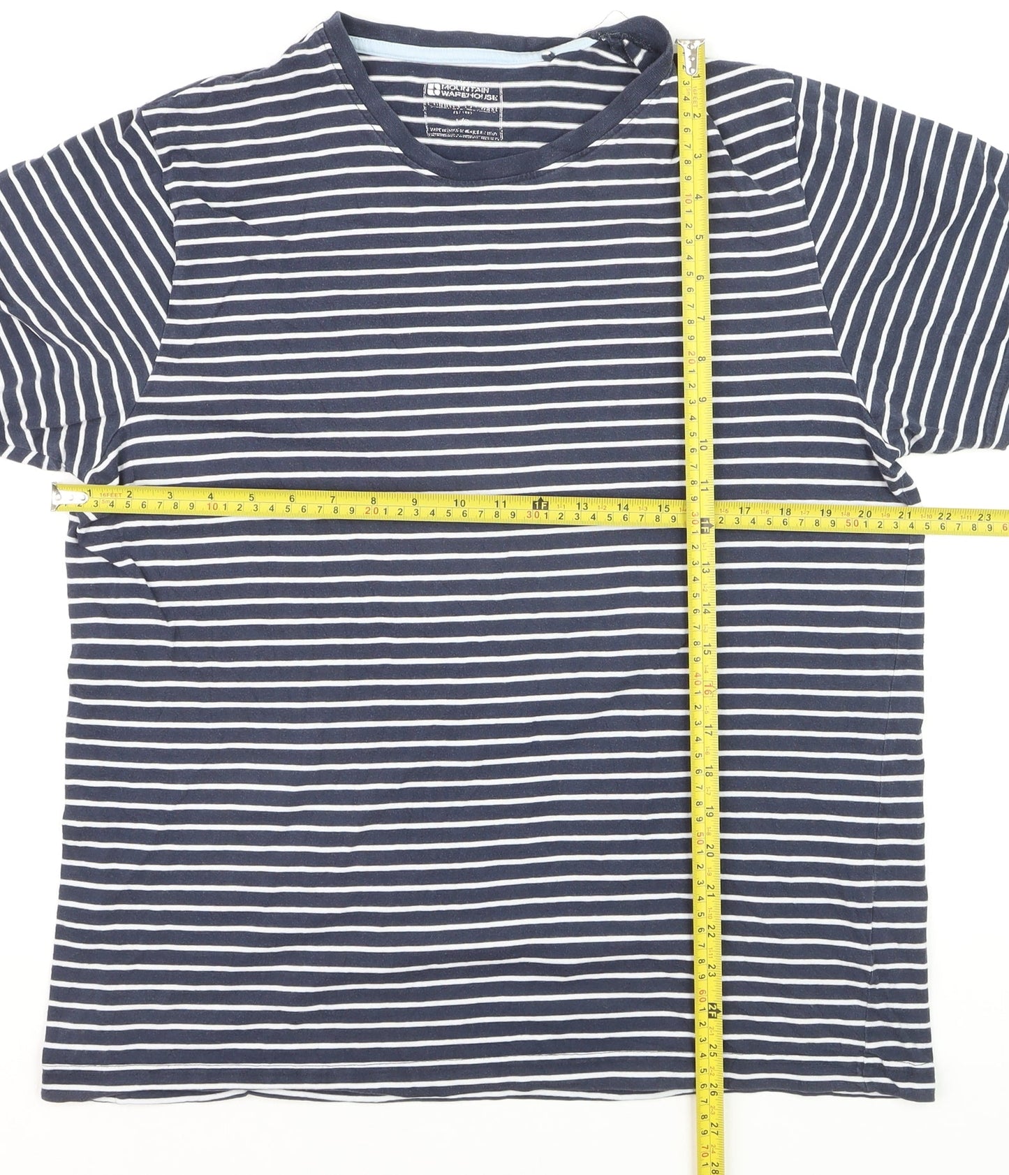 Mountain Warehouse Men's Blue Striped Cotton Crew Neck T-Shirt L
