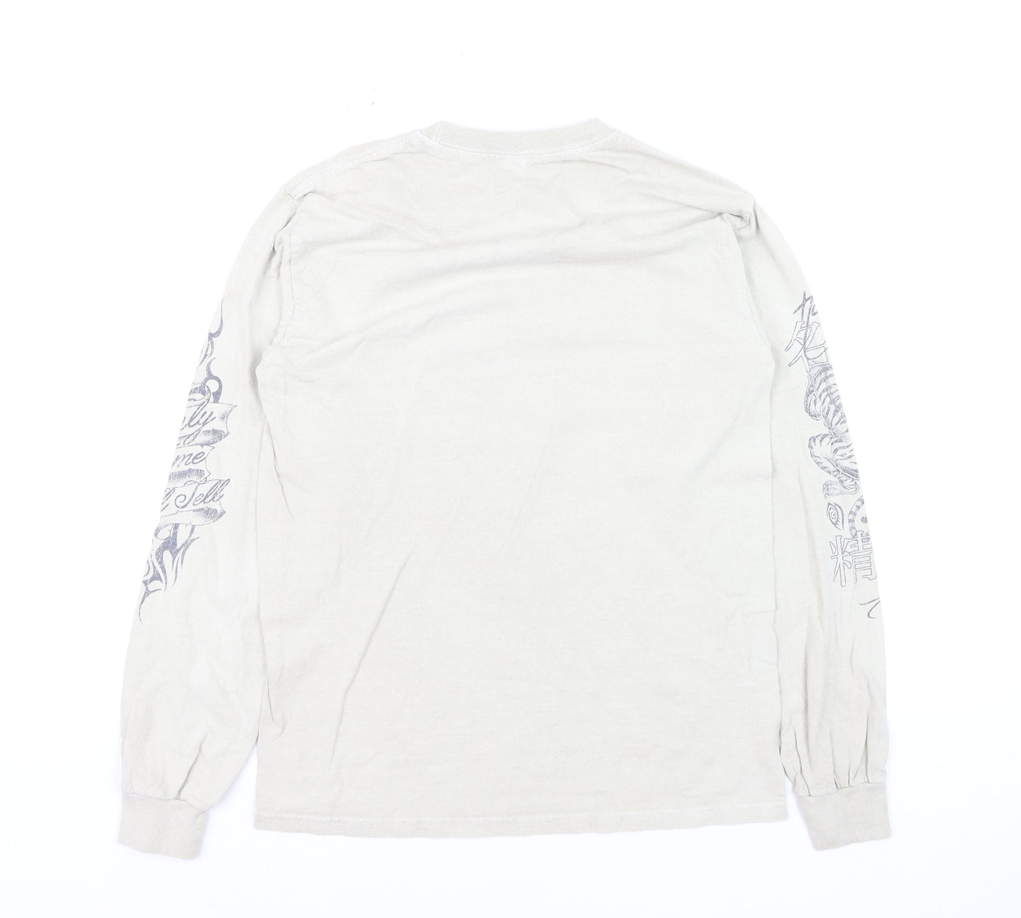 Urban Outfitters Men's Beige Tattoo Graphic Long Sleeve T-Shirt XXS