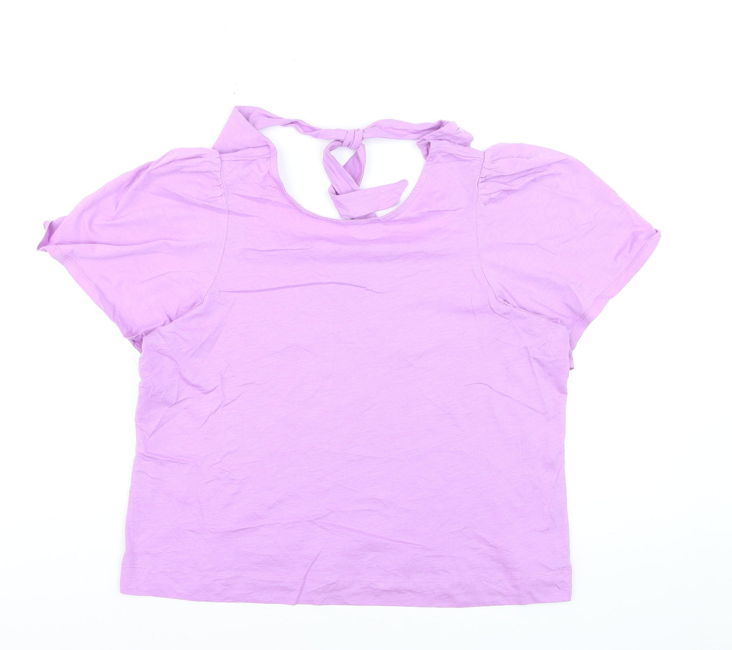 Oliver Bonas Women’s Purple Cotton T-Shirt Size 16 Scoop Neck
