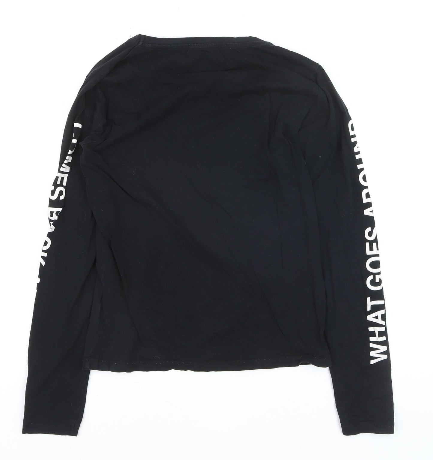 FB Sister Boys Black Long Sleeve Graphic T-Shirt Size M Casual Jersey Top