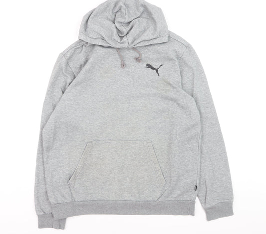 Puma Men's Grey Pullover Hoodie Size L Regular Fit Fleece