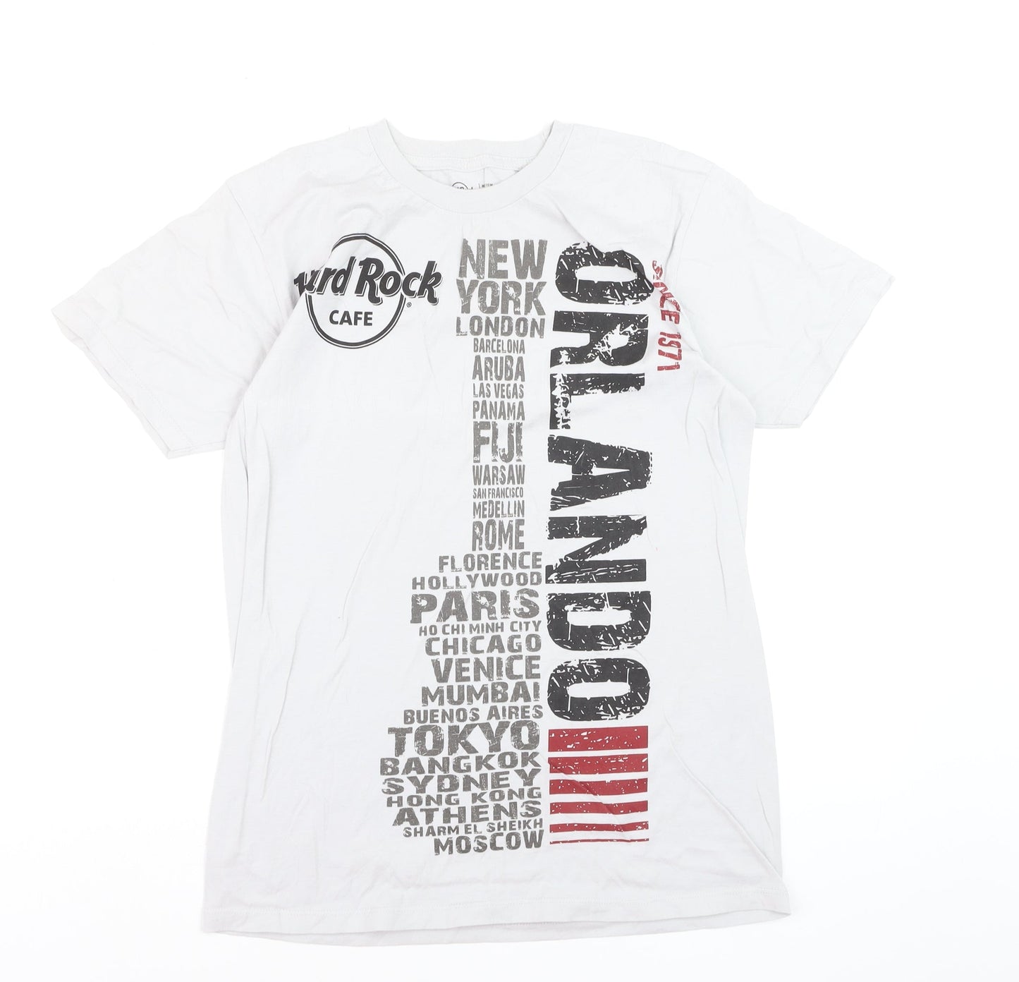Hard Rock Cafe White Orlando Graphic Print Mens Medium T-Shirt