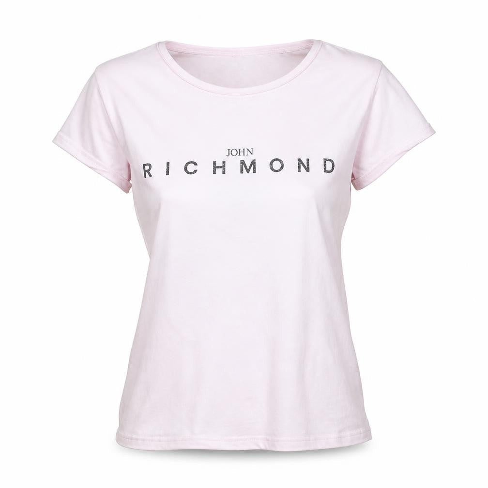 John Richmond Women's Pink XS Cotton Stretch Crew Neck T-Shirt