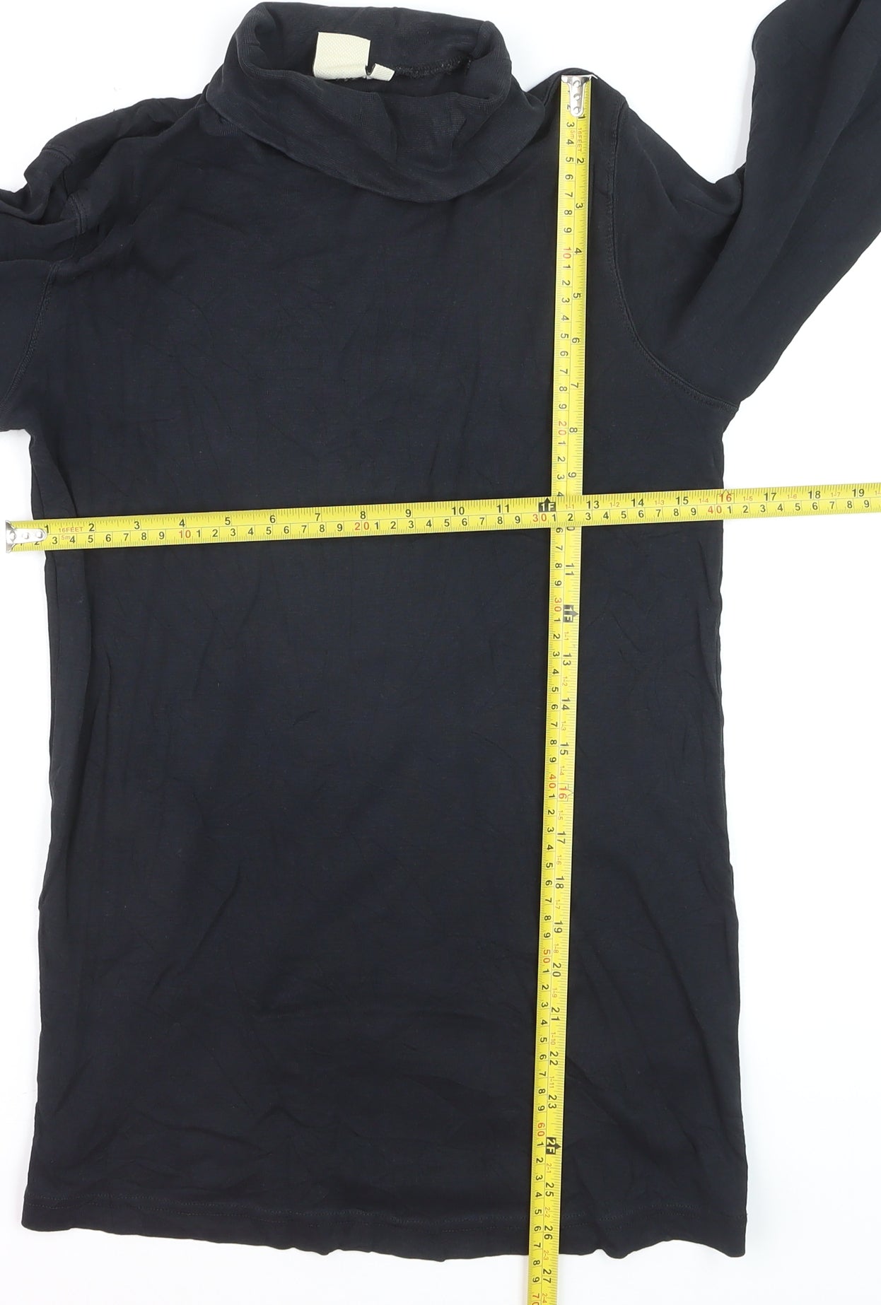 Cotton Traders Women Black M Roll Neck Long Sleeve Jumper 100% Cotton