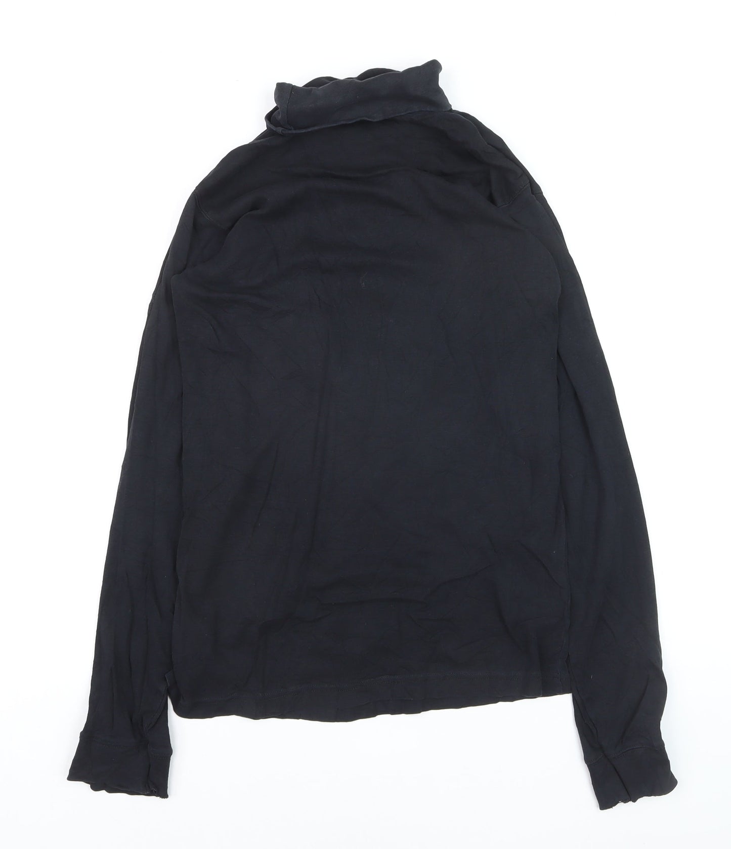 Cotton Traders Women Black M Roll Neck Long Sleeve Jumper 100% Cotton