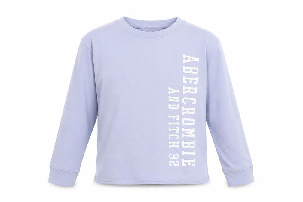 Abercrombie & Fitch Kids Girls Blue Long Sleeve Crew Neck Graphic T-Shirt 7-8 Years